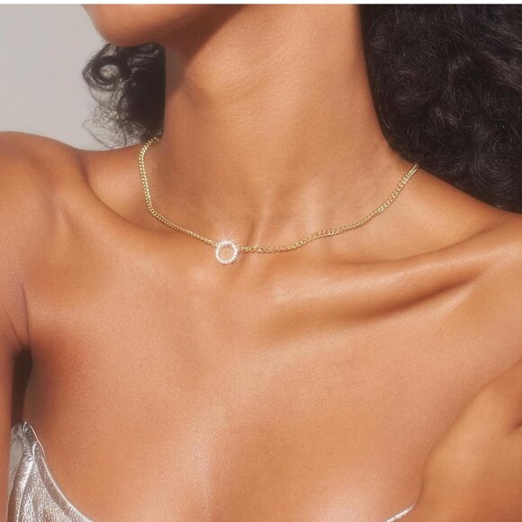 14k Gold-Plated Cubic Zirconia Sun Necklace with Chain - Picture 3 of 5